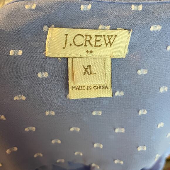 Women's XL J.Crew Blue Swiss Dot Polyester Semi-Sheer Popover Blouse - Picture 4 of 5